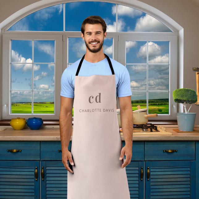 Rose gold monogram initials name business apron (Creator Uploaded)