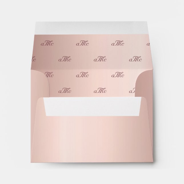Rose gold monogram luxurious wedding envelope (Back (Bottom))