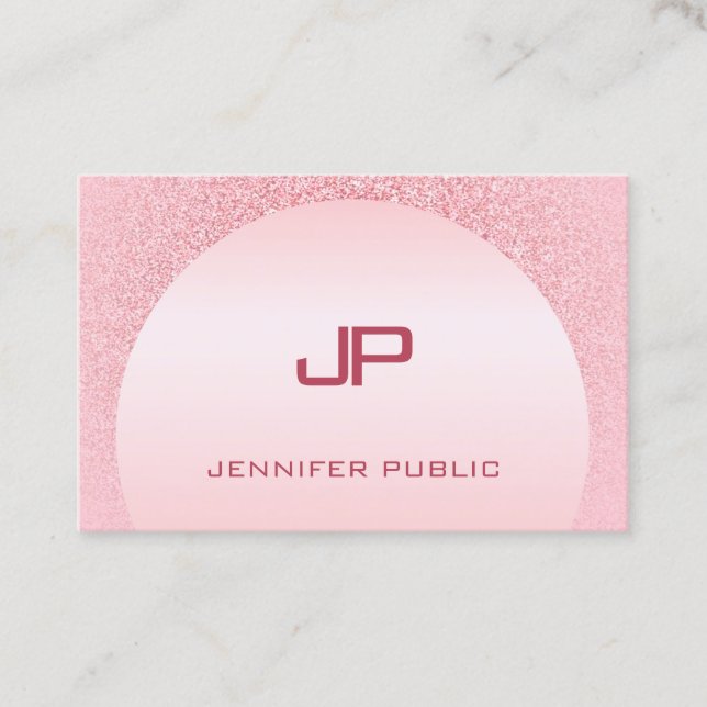 Rose Gold Monogram  Modern Elegant Template Business Card (Front)