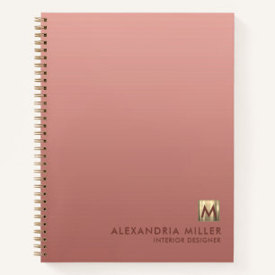 Rose Gold Monogram Notebook Personalized