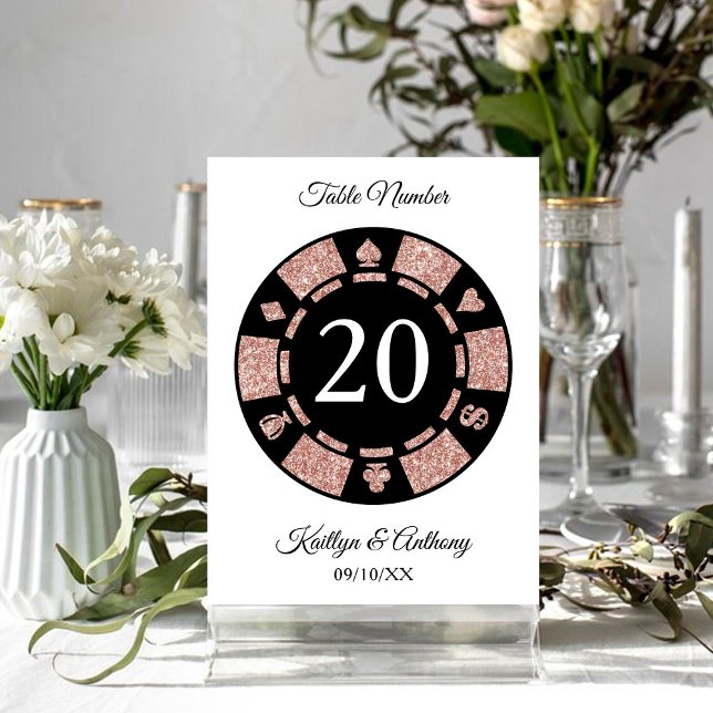 Rose Gold Monogram Poker Chip Casino Wedding Invitation (Creator Uploaded)