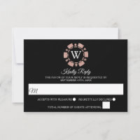 Rose Gold Monogram Poker Chip Casino Wedding