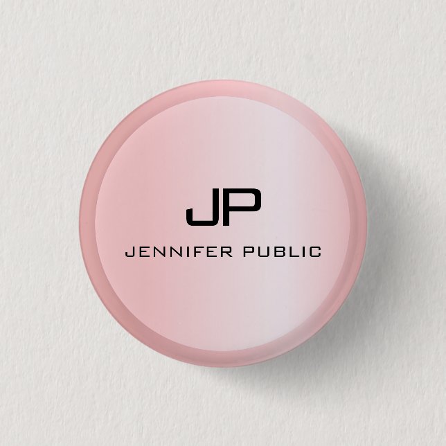 Rose Gold Monogram Template Elegant Modern 3 Cm Round Badge (Front)