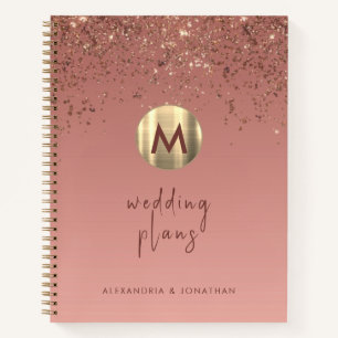Rose Gold Monogram Wedding Checklist Planner Notebook