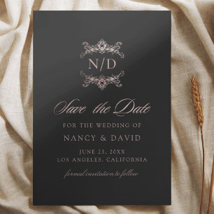 Rose Gold Monogram Wedding Save The Date