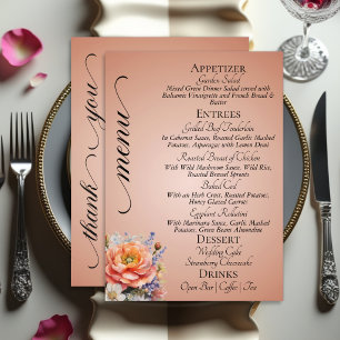 Rose Gold - Monogram, Wildflowers & Thank You Menu