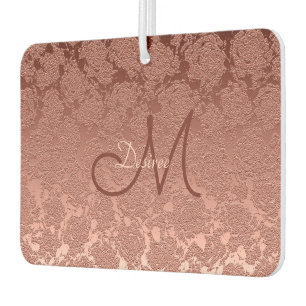 Rose Gold Monogrammed Letter Floral Modern Elegant Car Air Freshener