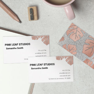 Rose Gold Monstera Business Card