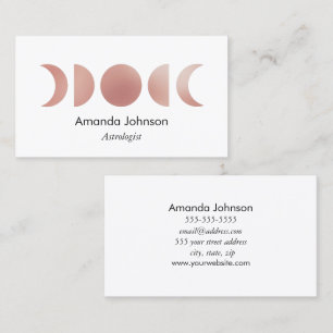Rose Gold Moon Phases Astrology Yoga Holistic Business Card