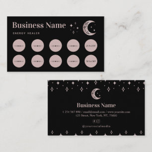 Rose Gold Moon Star Energy Healer Loyalty Card