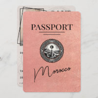 Rose Gold Morocco Passport Save The Date