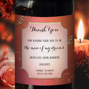 Rose Gold Mother In Law Wedding Wine Label