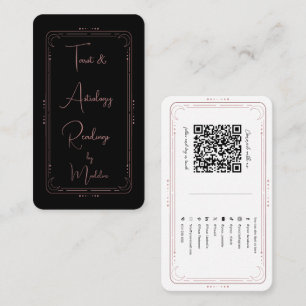 Rose Gold Mystical Tarot Reader Social Media QR Business Card