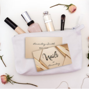 Rose Gold Nail Artist Script Geometric Logo Modern Business Card