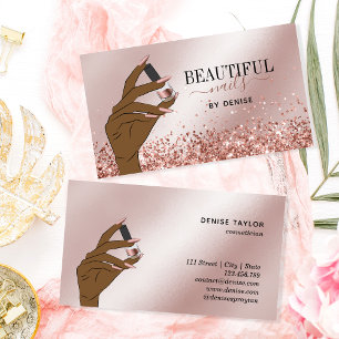 rose gold nail salon woman hand nails technician b business card