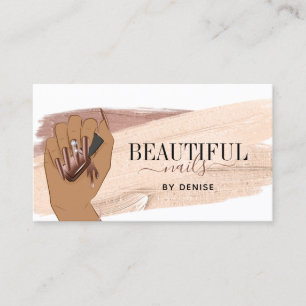 rose gold nail salon woman hand nails technician   business card