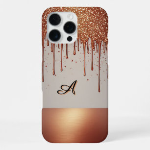 ✨ Rose Gold Name Glow – Glitter Drip Luxury Custom iPhone 16 Pro Max Case