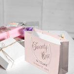Rose gold name script 21st birthday large gift bag<br><div class="desc">Rose gold,  blush background. Twenty One written with a dark rose gold script.  Personalise and add a name and date.</div>