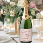 Rose gold name script 21st birthday sparkling wine label<br><div class="desc">Rose gold gradient background. Twenty One written with a dark rose gold script.  Personalise and add a name and date.</div>