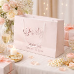 Rose gold name script 40th birthday large gift bag<br><div class="desc">Rose gold,  blush background. Forty is written with a dark rose gold script.  Personalise and add a name and date.</div>