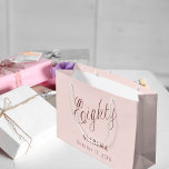 Rose gold name script 80th birthday large gift bag<br><div class="desc">Rose gold,  blush background. Eighty is written with a dark rose gold script.  Personalise and add a name and date.</div>