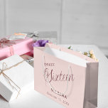 Rose gold name script Sweet 16 Large Gift Bag<br><div class="desc">Rose gold,  blush background. Sixteen written with a dark rose gold script.  Personalise and add a name and date.</div>