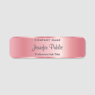 Rose Gold Name Tag Calligraphy Script Template