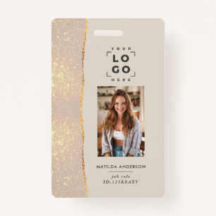 Rose gold natural pink modern girly elegant badge ID badge