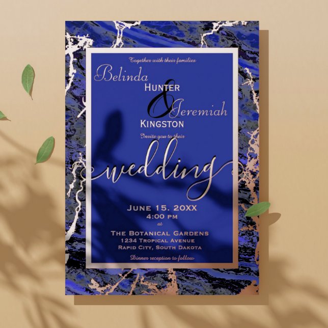 Rose Gold & Navy 5" x 7" Foil Wedding Invitations (Creator Uploaded)