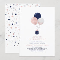 Rose Gold & Navy Balloons Modern Birthday Party