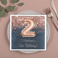 Rose Gold Navy Blue 2nd Birthday Party