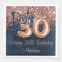 Rose Gold Navy Blue 30th Birthday Party