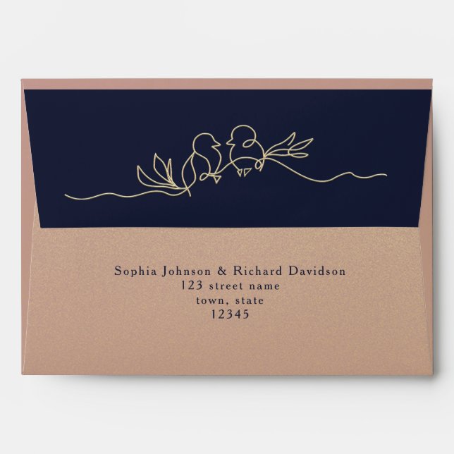Rose Gold Navy Blue 5x7  Envelope (Back (Top Flap))