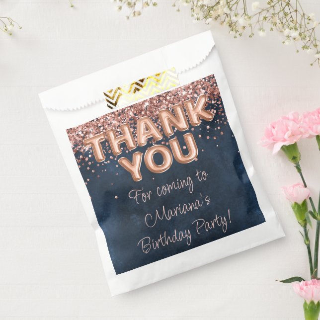 Rose Gold Navy Blue Birthday Party Favour Bags (Sealed)