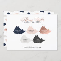 Rose Gold Navy Blue & Blush Colour Palette Card