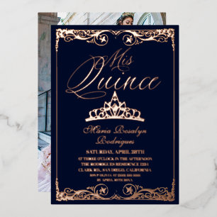 Rose Gold & Navy Blue Elegant Quinceanera  Photo 