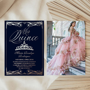 Rose Gold & Navy Blue Elegant Quinceanera  Photo 
