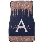 Rose Gold Navy Blue Glitter Sparkle Monogram