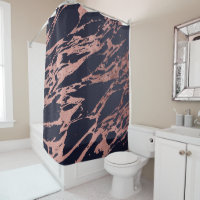 Rose Gold Navy Blue Modern Chic Marble Pattern