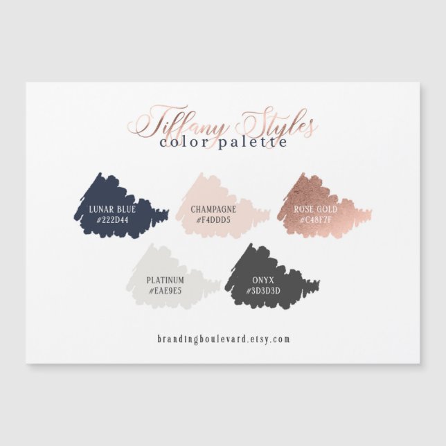 Rose Gold Navy Blue &  Pink Colour Palette Card (Front)