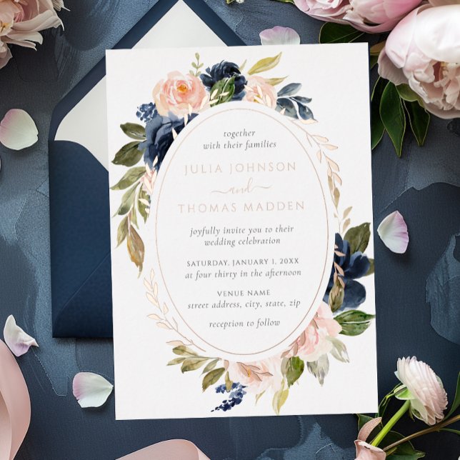 Rose Gold Navy Blush Peach Floral Wedding  (Creator Uploaded)