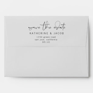Rose gold navy faux foil tropical save the date envelope