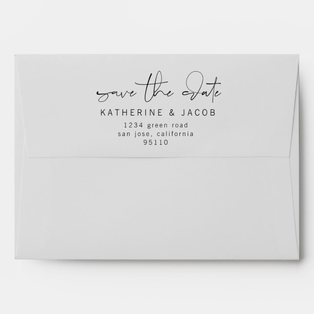 Rose gold navy faux foil tropical save the date envelope (Back (Top Flap))