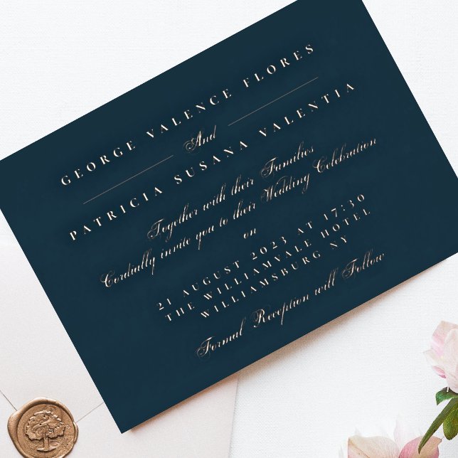 Rose Gold Navy Formal Calligraphy Elegant Wedding (Creator Uploaded)