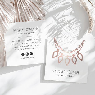 Rose Gold Necklace Jeweller Logo Square Business Card