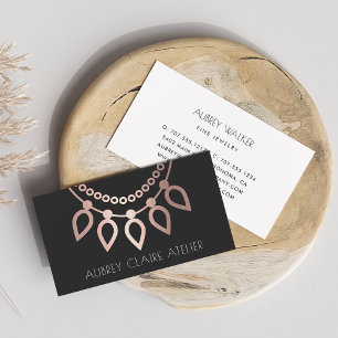 Rose Gold Necklace Logo Jewellery Design Business Card