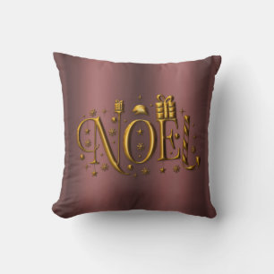 Rose Gold Noel Contemporary Christmas Cushion