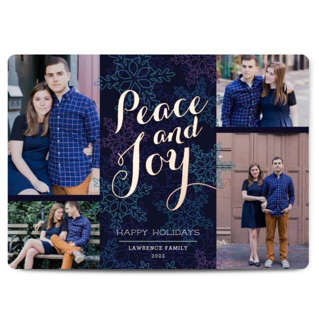 Rose Gold Northern Lights Holiday Photo Card (Creator Uploaded)