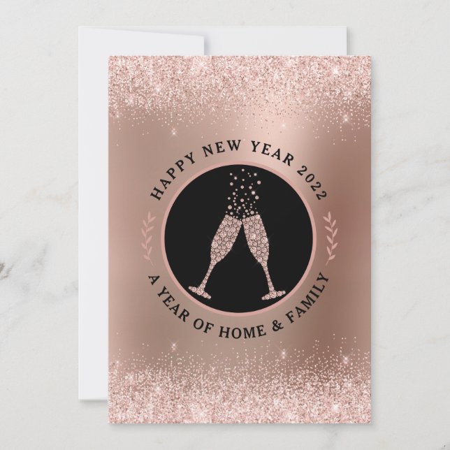 Rose Gold Numerology Prediction New Year 2022 Holiday Card (Front)