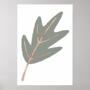 Rose Gold Oak Leaf Wall Print